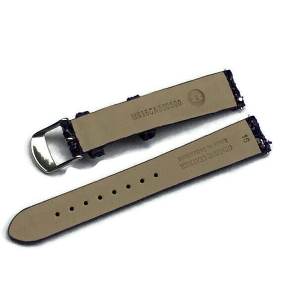 Michele Accessories New Michele Purple Sequin 6mm Leather Watch